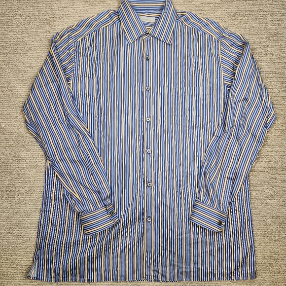 Ermenegildo Zegna Striped Long Sleeve Button Down Soft Smooth Cotton 2XL - Picture 1 of 7